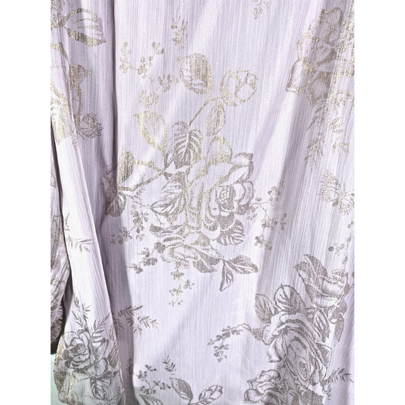 Lauren Conrad Tunic Top Sz 2X Pale Pink Chiffon Gold Floral Romantic Fairy Core - Picture 7 of 13